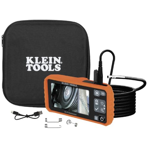 Klein Tools ET19 Wi-Fi Pro Borescope with Dual-Lens, 5.5 mm 9.8-Foot Armored Waterproof Gooseneck Snake, LEDs, 4.3-Inch LCD, Endoscope Inspection