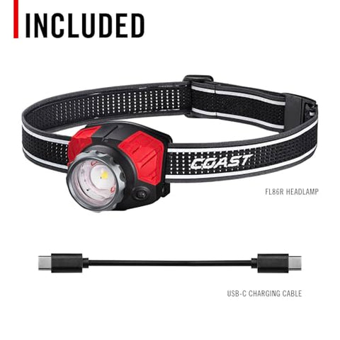 Coast FL85R 1000 Lumen Tri-Color Focusing Rechargeable LED Headlamp