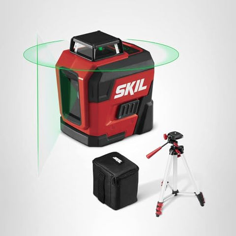 SKIL 100ft Self-Leveling Green Cross Line Laser with Rechargeable Battery, Tripod & Bag - LL9322G-01