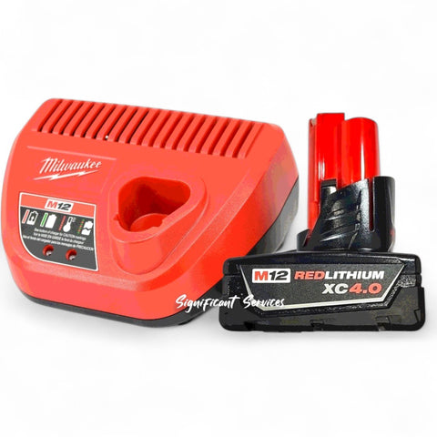 Milwaukee 48-11-2440 M12 4.0 Ah Red + 48-59-2401 M12 Battery Charger Starter Kit