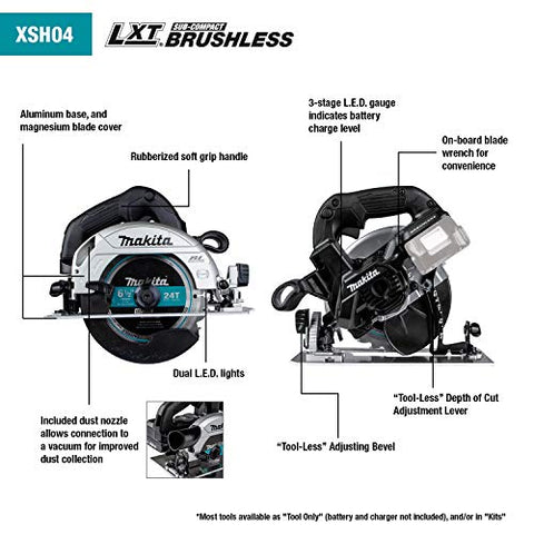 Makita XSH04ZB 18V LXT Li-Ion Sub-Compact Brushless Cordless 6-1/2" Circular Saw