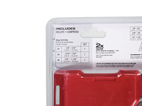 Milwaukee 48-89-9291 3 Piece Cobalt Step Drill Bit Kit Set ( #1 #4 #9) 3 Pcs