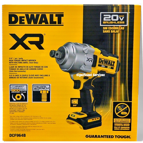 DEWALT DCF964B 20V MAX XR 3/4" Brushless High Torque Impact Wrench Hog Ring Anvil
