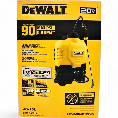 DeWALT 190742 20V MAX Lithium-Ion 4 Gallon Powered Backpack Sprayer Tool Only