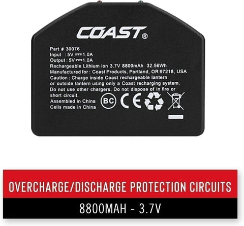 Coast ZX1010 Zithion-X USB-C Rechargeable Battery 8800mAh Power Bank Lanterns