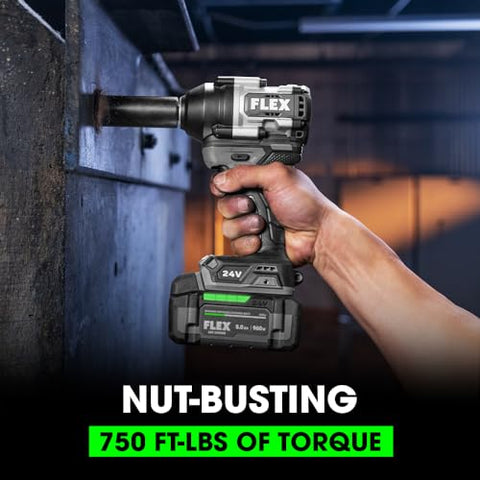 FLEX 24V Brushless Cordless 1/2-Inch 750 Ft-Lbs Mid-Torque Impact Wrench Tool Only, Battery and Charger Not Included - FX1451-Z