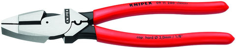 Knipex 09 11 240 SBA 9.5-Inch Ultra-High Leverage Lineman's Pliers with Fish Tape Puller and Crimper