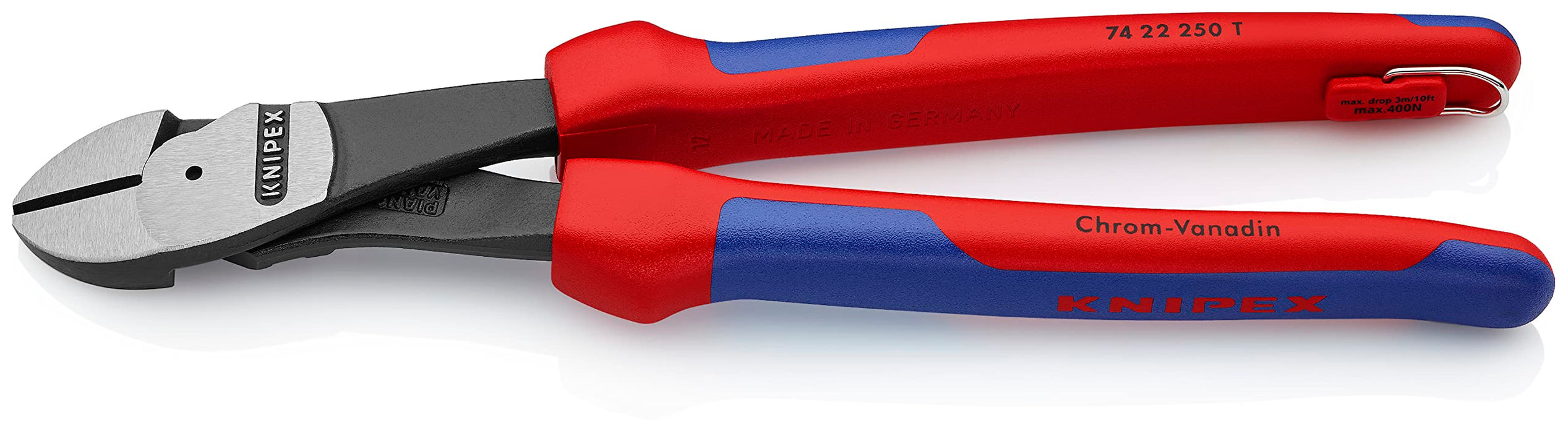Knipex 74 22 250 T High Leverage Diagonal Cutters 9,84" with tether attachment point angled