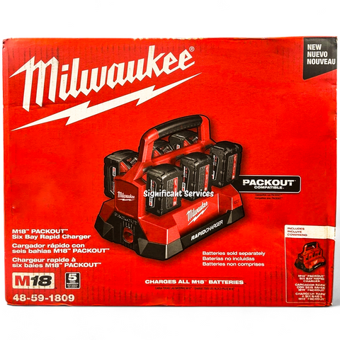 Milwaukee 48-59-1809 M18 18V Li-Ion Packout 6 Port Bay Rapid Battery Charger