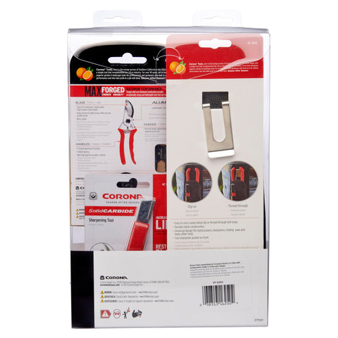Corona SP 6250 Aluminum Bypass Pruner Kit Pouch Sharpener Bundle