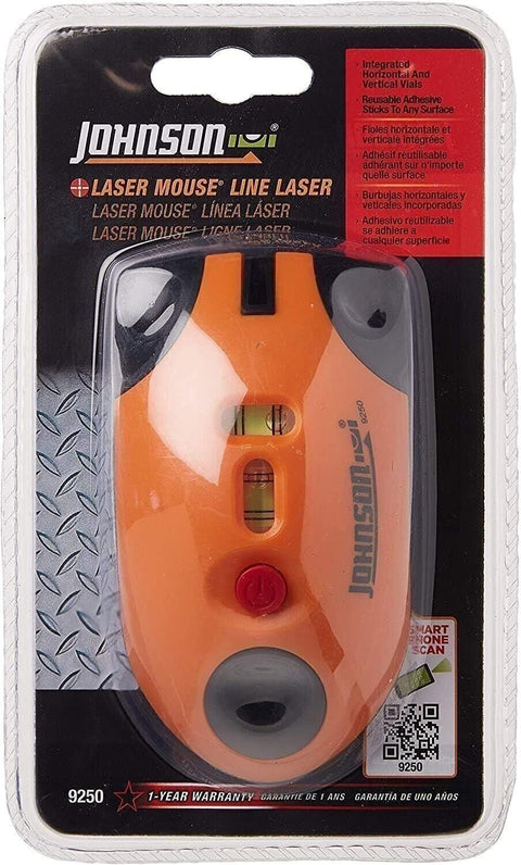 Johnson Level 9250 Laser Mouse Level Tool 30ft Self-Leveling Horizontal Vertical Line