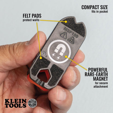 Klein Tools MSF100 Magnetic Stud Finder and Level, Compact, Wood and Metal Detector with Bubble Vial for Accurate Markings, Felt Pad Backing
