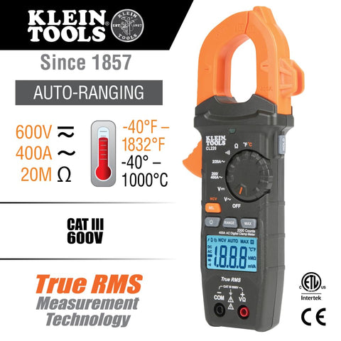 Klein Tools CL220VP Electrical Test Kit with Digital Clamp Meter, Non-Contact Voltage Test Pen, GFCI Outlet Tester, AC/DC Voltage Tester