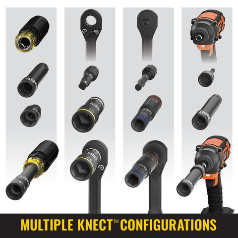 Klein Tools 65239 KNECT Flip-20 Deep Impact Socket Set, 20 SAE and Metric Socket Sizes with MODbox Case, Heavy Duty Flip Sockets with 1/4 and 3/8-Inch Adapters