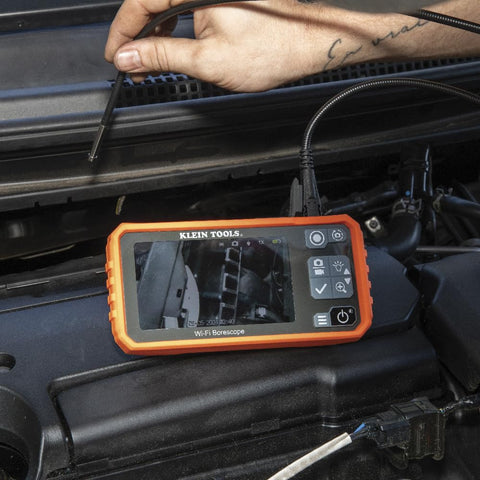 Klein Tools ET19 Wi-Fi Pro Borescope with Dual-Lens, 5.5 mm 9.8-Foot Armored Waterproof Gooseneck Snake, LEDs, 4.3-Inch LCD, Endoscope Inspection