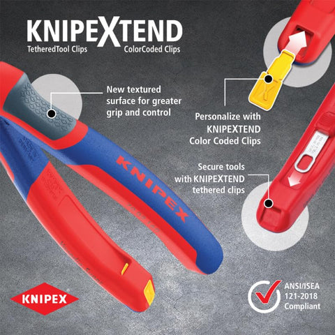 KNIPEX 08 22 145 Needle Nose Combo Pliers Multi Component Grip 8.25in