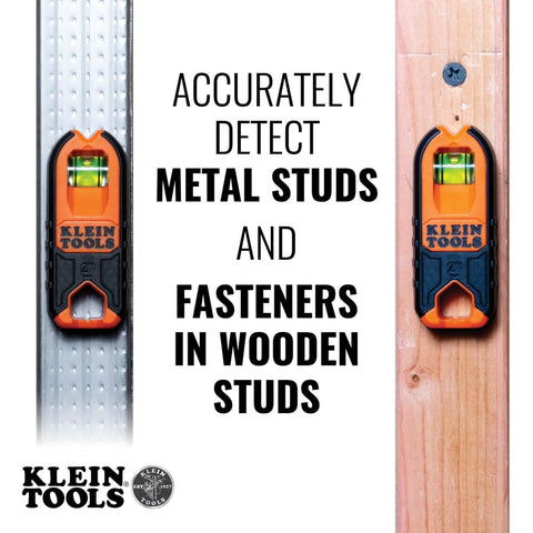 Klein Tools MSF100 Magnetic Stud Finder and Level, Compact, Wood and Metal Detector with Bubble Vial for Accurate Markings, Felt Pad Backing