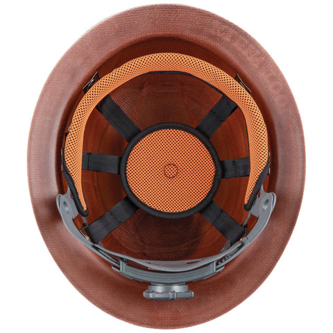 Klein Tools 60447 Hard Hat, Full Brim Class G KONSTRUCT Series Hard Hat with Rechargeable Headlamp, Sweat-Wicking Sweatband, Top Pad, Brown