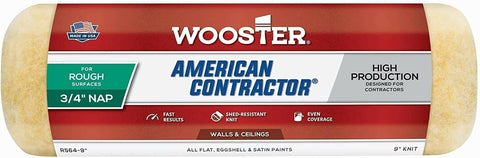 Wooster Brush R564- 9" American Contractor 3/4 inch Nap Paint Roller 100 Pack