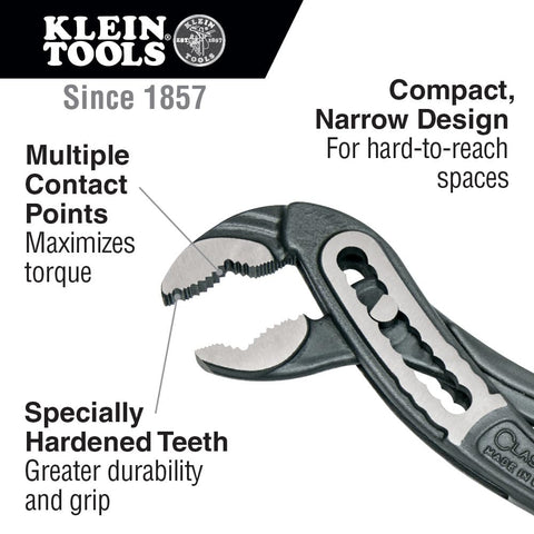 Klein Tools D5052KIT Pump Pliers Set, 7-Inch and 10-Inch Classic Klaw Quick-Adjust V-Jaw Tongue and Groove Pliers, 2-Piece