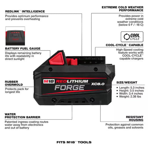 Milwaukee Electric - M18 REDLITHIUM Forge Dual Bay Super Charger with 8