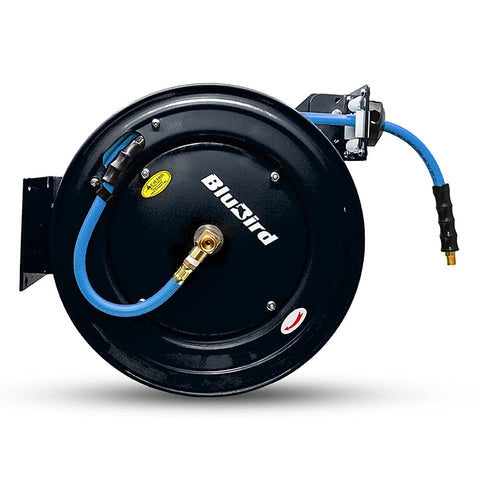BLUBIRD BBR3825 20ga Retractable Air Hose Reel 3/8"x25', 300 PSI, Poly Braided