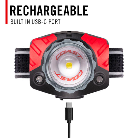 Coast FL85R 1000 Lumen Tri-Color Focusing Rechargeable LED Headlamp