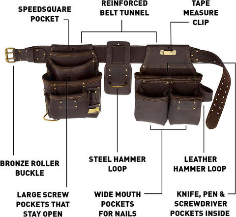 OX Tools Carpenter Belt Framing Rig Heavy Duty Construction Pouch Suspenders