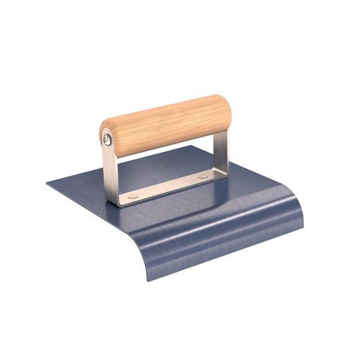 Bon 22-898 6"x6" Blue Steel Sidewalk Edger 1" Radius 1-1/8" Lip w/ Wood Handle
