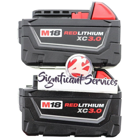 2 Milwaukee M18 Red Lithium-Ion XC Batteries 3.0 Ah 48-11-1828