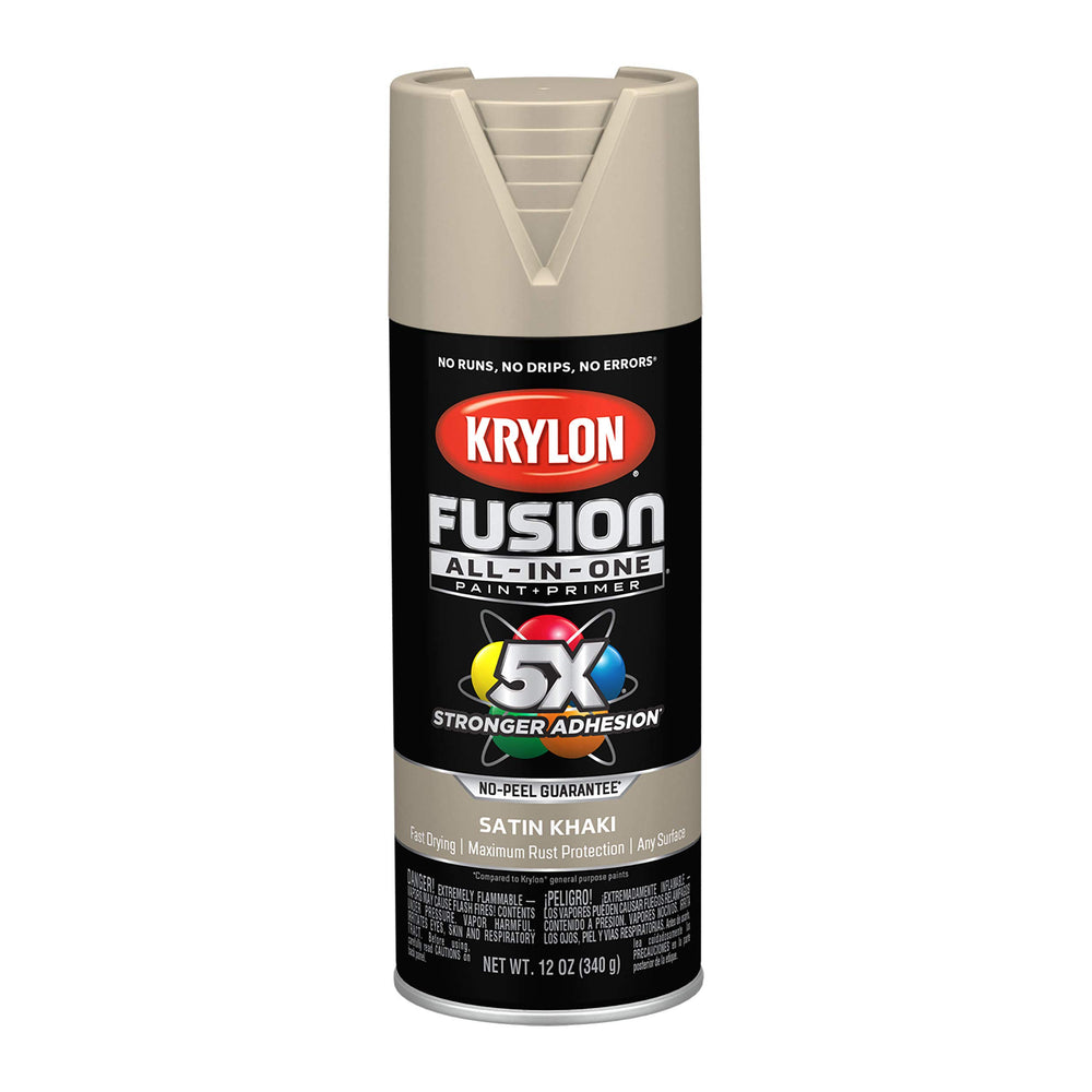 Krylon K02740007 Fusion All-In-One Spray Paint for Indoor/Outdoor Use, Satin Khaki Beige 12 Ounce (Pack of 1)