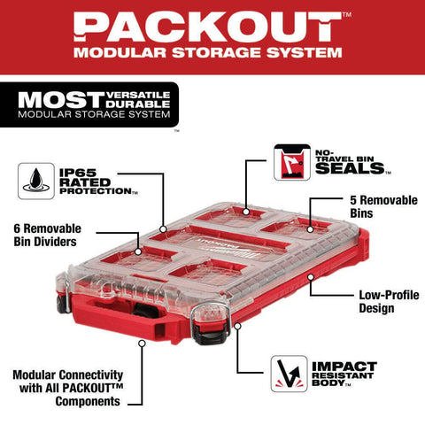 Milwaukee 48-22-8436 PACKOUT Small Parts Organizer 5 Compartment Low Profile Compact