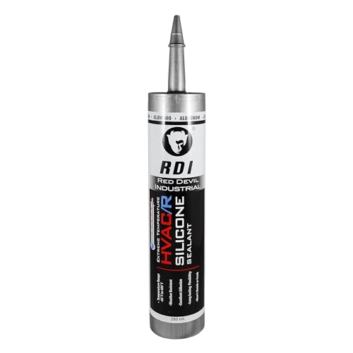 Red Devil 089650 Extreme Temperature HVAC/R Silicone Sealant, Long-Lasting Weather-Resistant Adhesive, 280 ml, Aluminum, 12-Pack