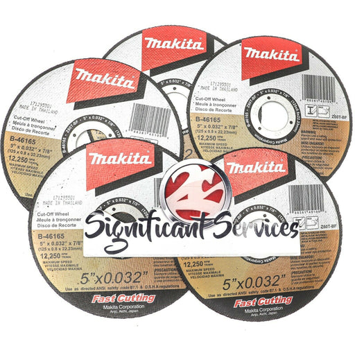 Makita 5 Pack B-46165 5" x .032" x 7/8" Ultra Thin Cut-Off Wheel Grinder Discs