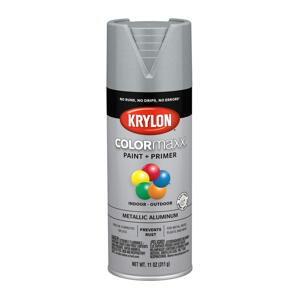 Krylon K05587007 COLORmaxx Spray Paint and Primer for Indoor/Outdoor Use, Metallic Aluminum, 11 Ounce (Pack of 1)