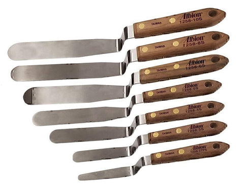 Albion Engineering 1258-G01 7-Piece Classic Offset Caulk Tooling Spatula Set