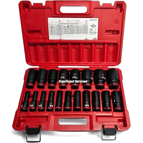 Milwaukee 49-66-7012 ShockWave 1/2 in SAE 6 Point Deep Impact Socket Set 19 pc