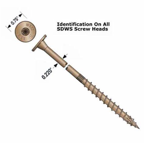 Simpson SDWS22400DB Timber Screws 0.220"x4" T40 Structural Wood Screw 50 Pack