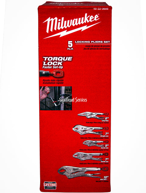 Milwaukee 48-22-3695 5-Pc Torque Lock Locking Pliers Set Zipper Pouch