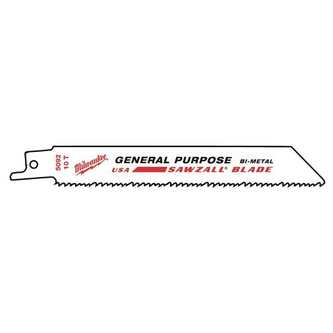 6" L Reciprocating Saw Blade, 10 TPI