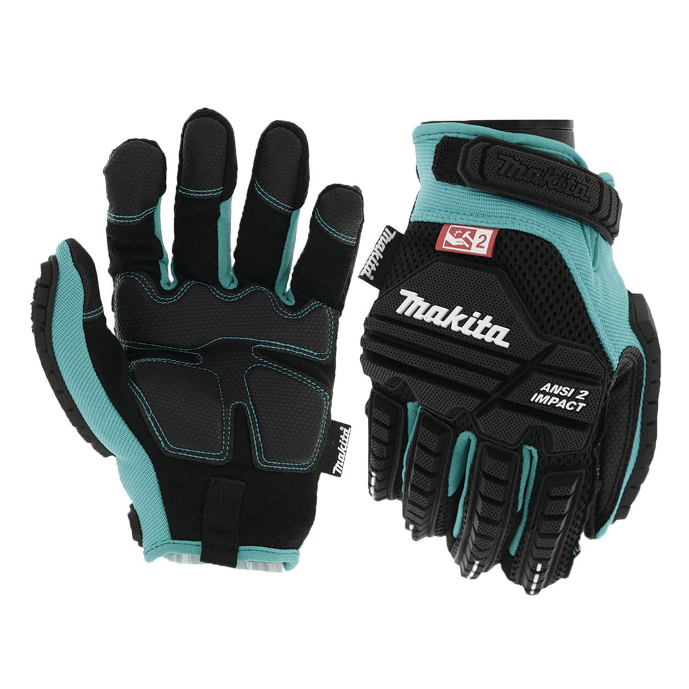 Makita Unisex Impact-rated T 04276 Advanced ANSI 2 Impact Rated Demolition Gloves Medium, Teal/Black, Medium US