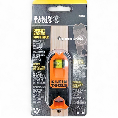Klein Tools MSF100 Magnetic Stud Finder and Level, Compact, Wood and Metal Detector with Bubble Vial for Accurate Markings, Felt Pad Backing