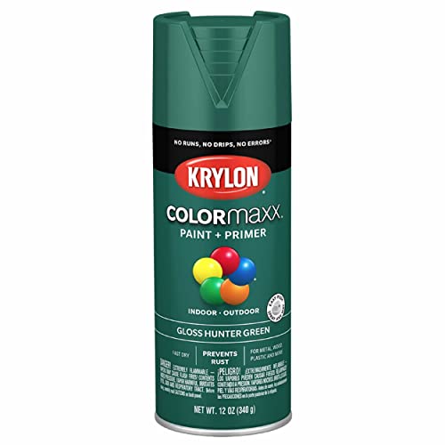 Krylon K05523007 COLORmaxx Spray Paint and Primer for Indoor/Outdoor Use, Gloss Hunter Green 12 Ounce (Pack of 1)