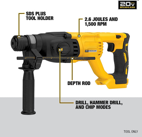 DEWALT DCH133B 20V MAX SDS Plus 1 Inch Cordless Rotary Hammer D-Handle Tool Only