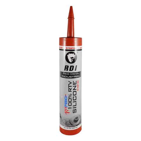 Red Devil 08090I RD PRO 100% Heat Resistant RTV Silicone Sealant, A Water-Proof and Weatherproof Adhesive For High-Heat Use, 10.1 oz. Tube, Red, 1-Pack