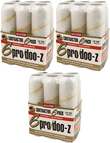 Wooster Brush RR727-9 Pro/Doo-Z Nap Rollers, 3/8-Inch, 6-Pack Pack of 3