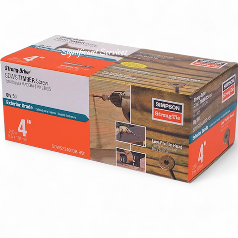 Simpson SDWS22400DB Timber Screws 0.220"x4" T40 Structural Wood Screw 50 Pack
