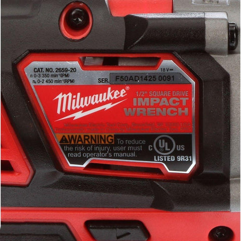 Milwaukee 2659-20 M18 1/2" Li-Ion Detent Pin 5.0 Ah Battery Impact Wrench Kit