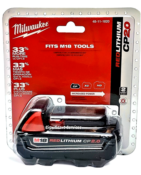 New Milwaukee 48-11-1820 Tools 18V Red Lithium Advantage Battery Pack CP 2.0