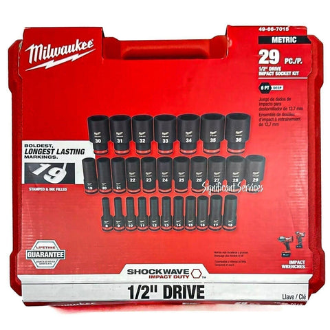 Milwaukee 49-66-7015 SHOCKWAVE Deep Impact Socket Set 1/2 in Drive Metric 29 Pcs